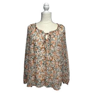 LC Lauren Conrad Floral Blouse with Tie Neck Size Extra Large